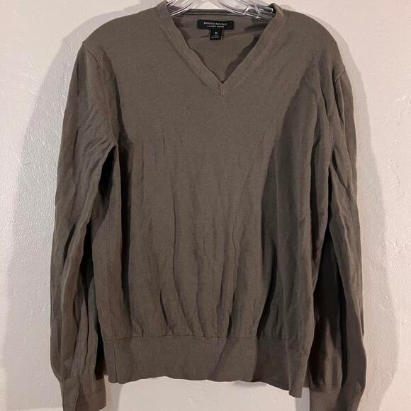Banana Republic Luxury Blend Brown V-neck‎ Sweater Medium - Picture 1 of 4